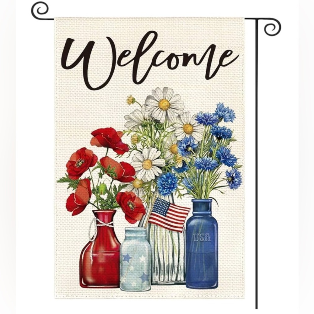 Welcome Garden Flag with Floral Design